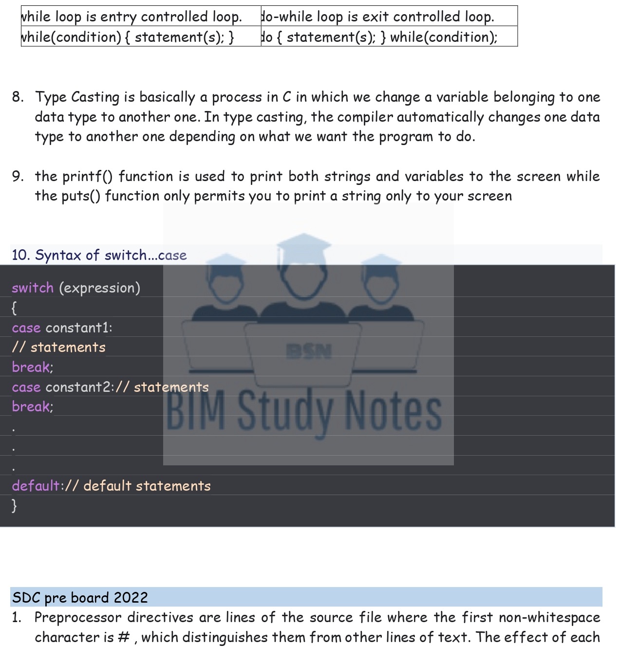 C BIM Notes (2)